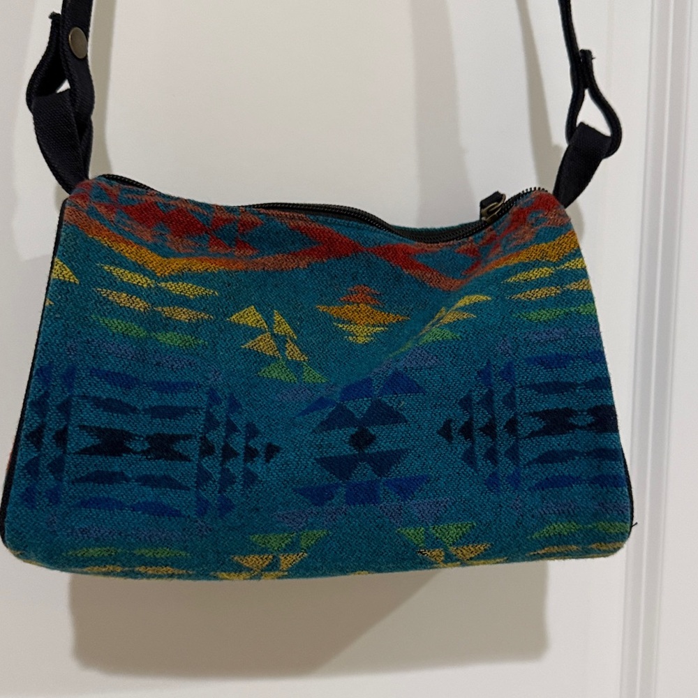 Pendleton Teal Multicolor Tribal Wool Crossbody w… - image 2